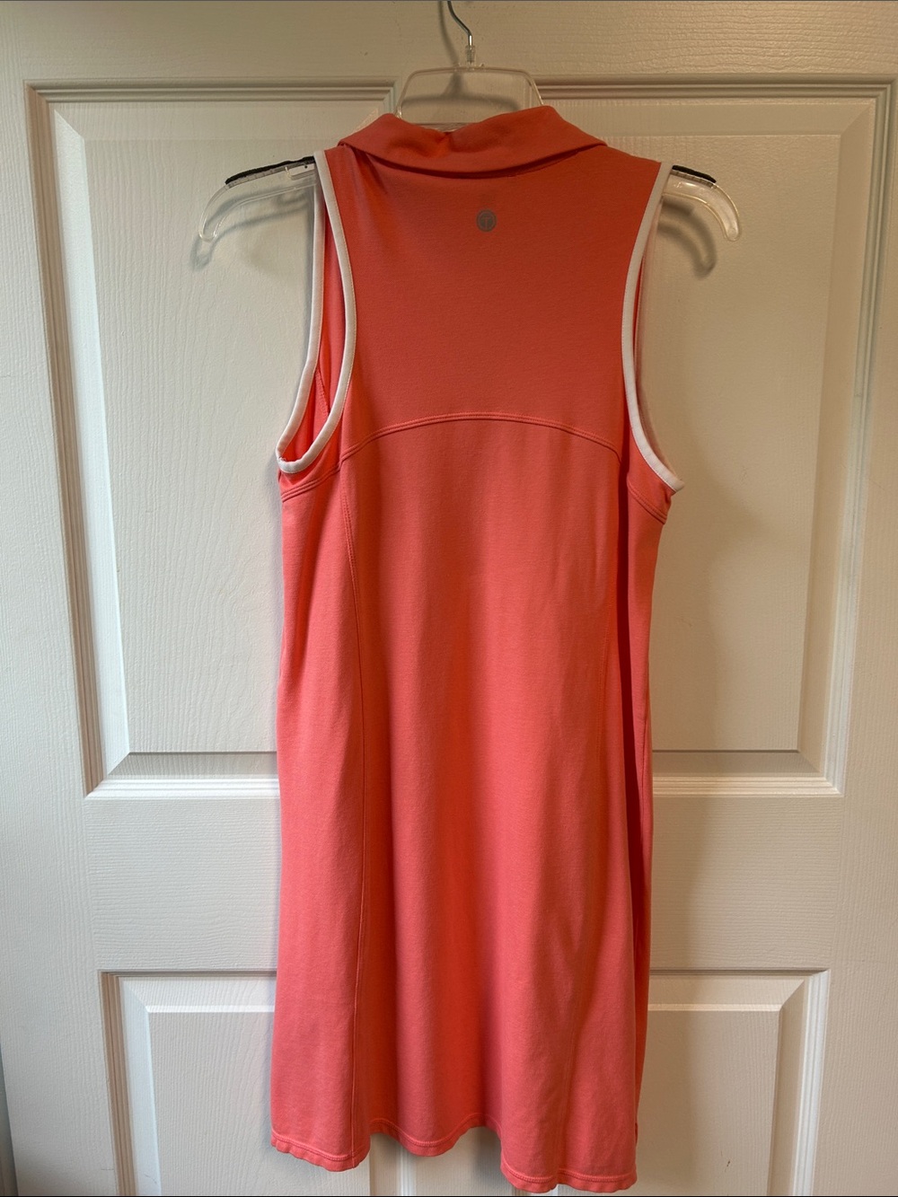 Talbots Coral Sleeveless Polo Dress with White Trim - Picture 3 of 5